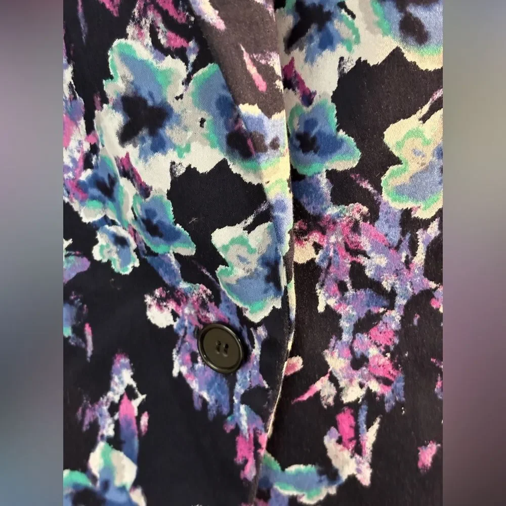 Ann Taylor Floral Blazer Jacket Black Purple Gardencore Career size 14